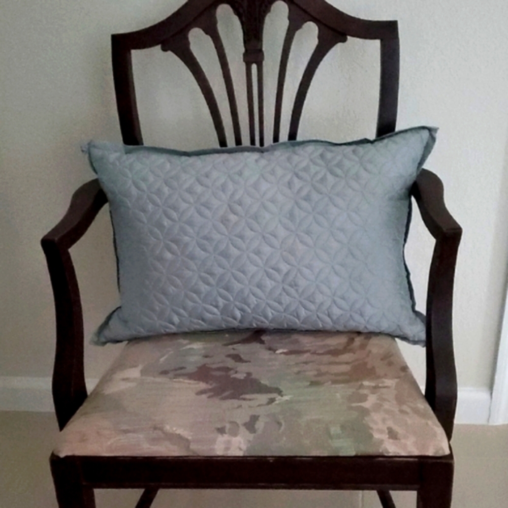 Silk Blue Quilted Throw Pillow